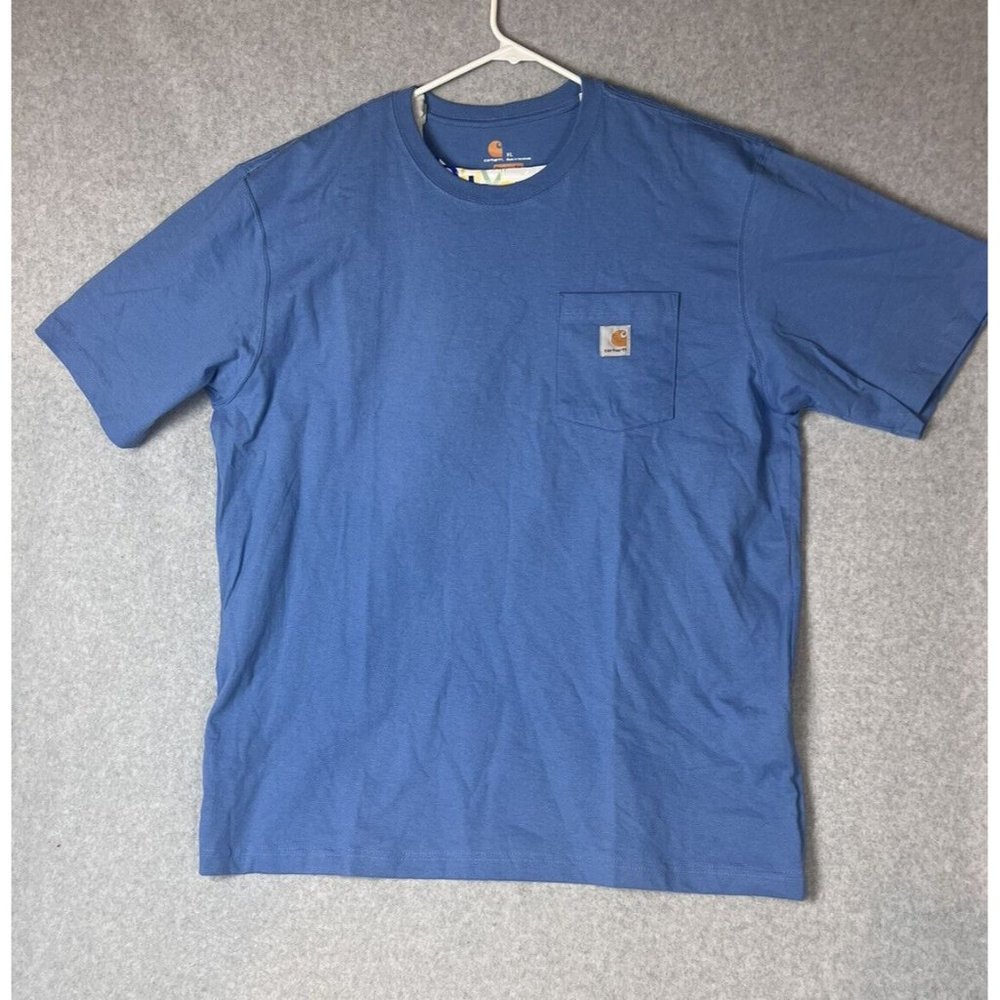 Carhartt Shirt Mens X-Large Original Fit Blue  Pocket Tee Crew Neck S/S Solid